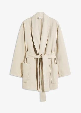 Bonprix женское пальто бежевое классическое без капюшона