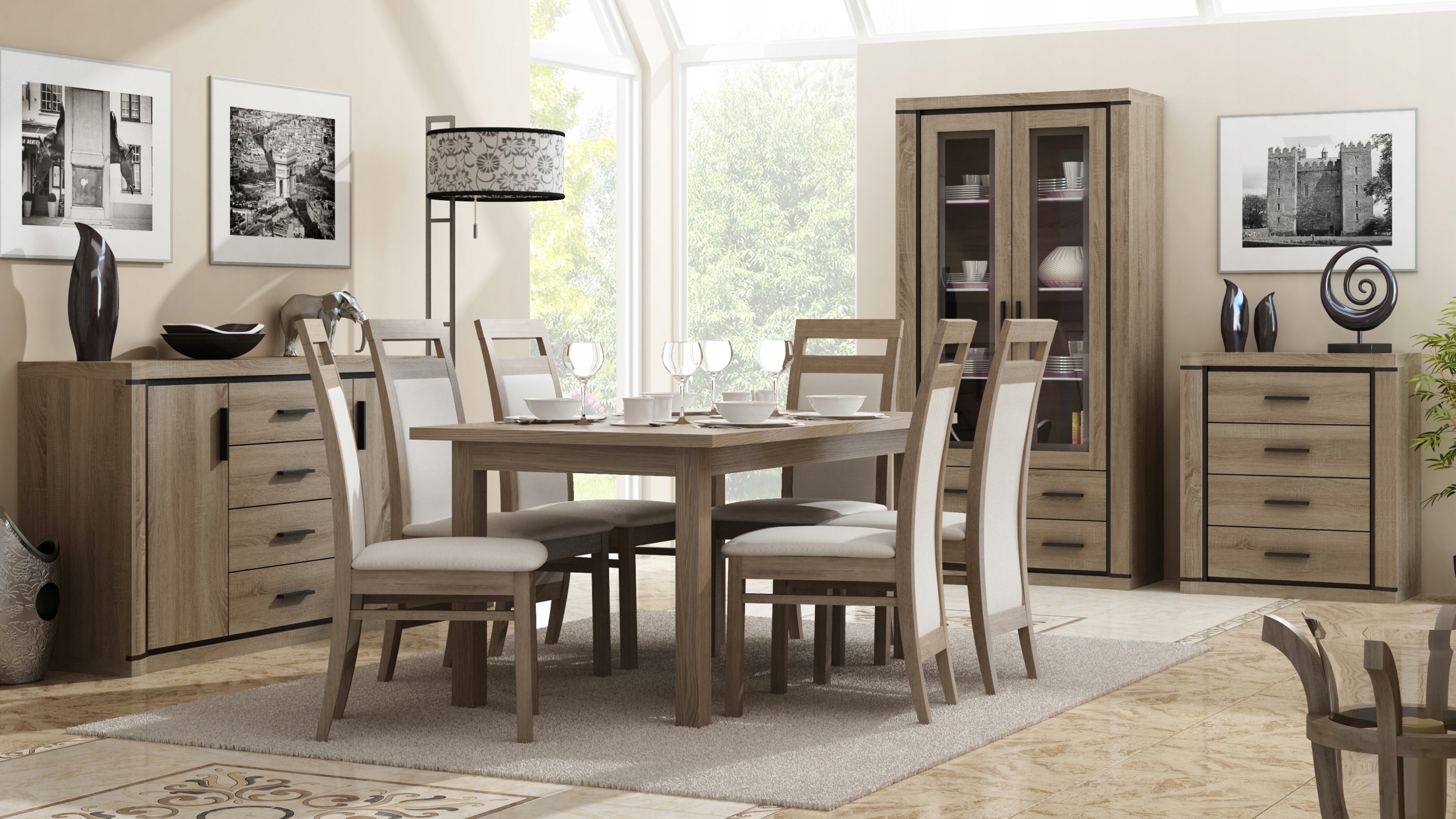 WITRYNA szeroka dąb truflowy DALLAS D-17 + LED Kod producenta Witryna