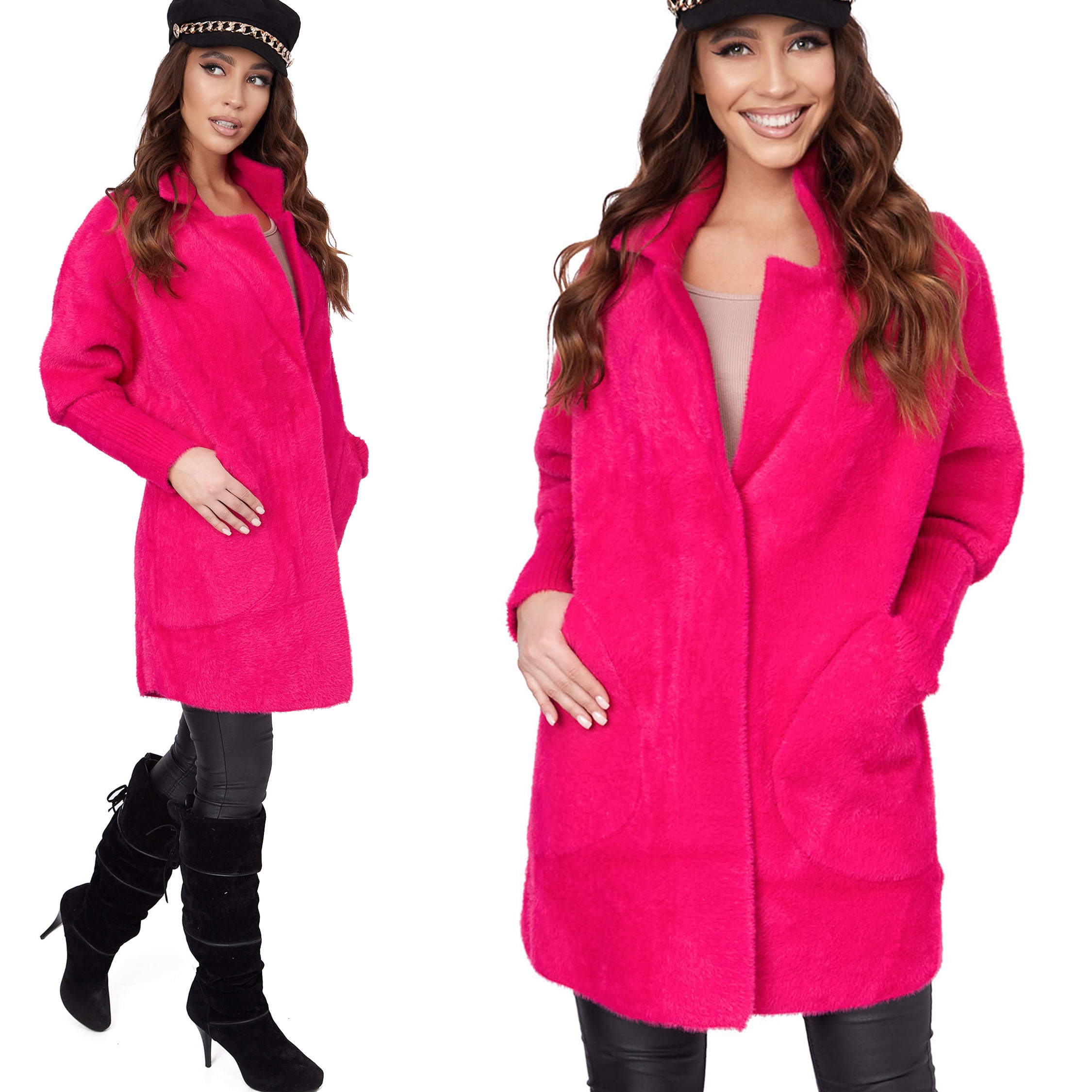 

830__PŁASZCZ Z Alpaki kołnierz stójka oversize