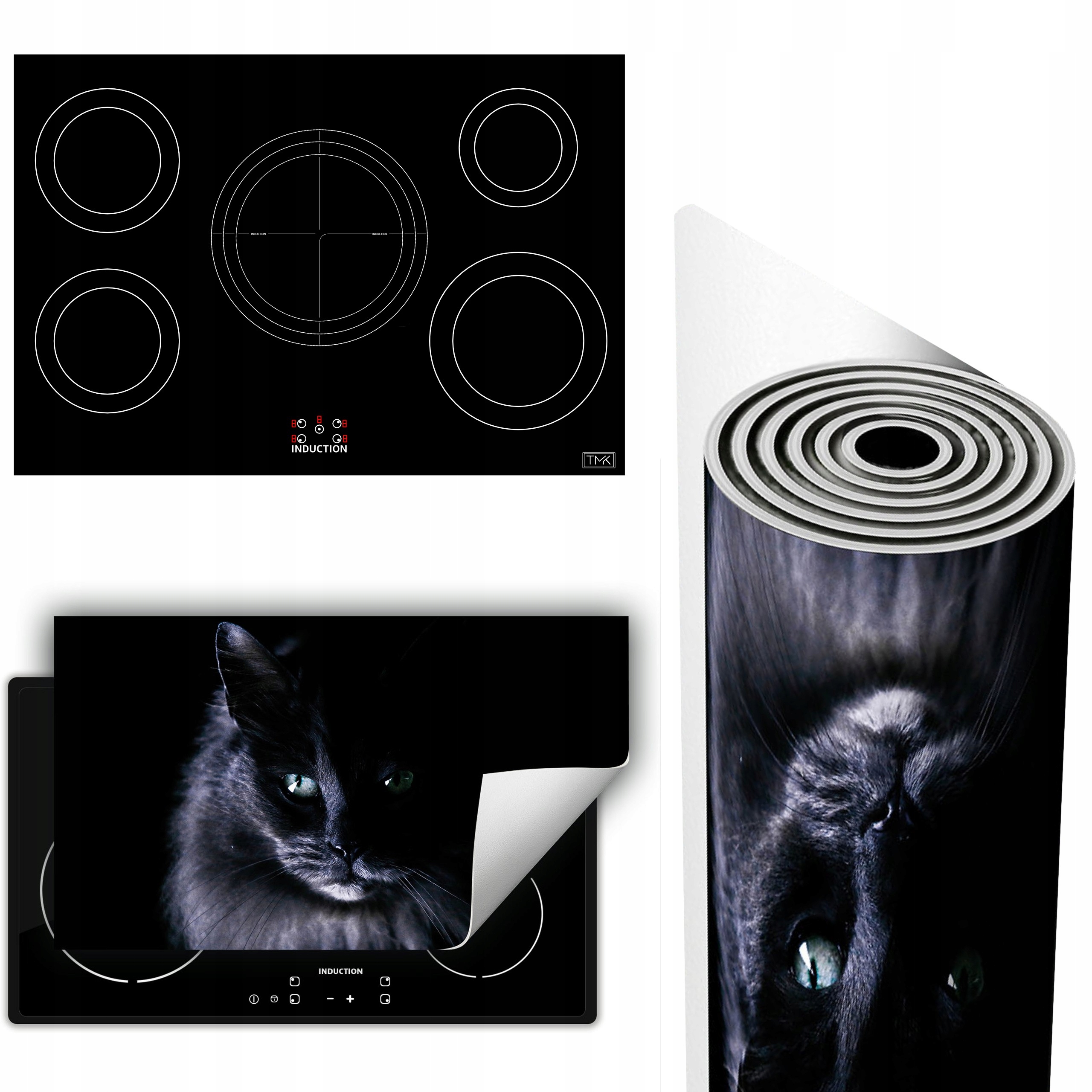 Vinylová Podložka Ochrana Kuchyňské Desky 90x52 černá kočka