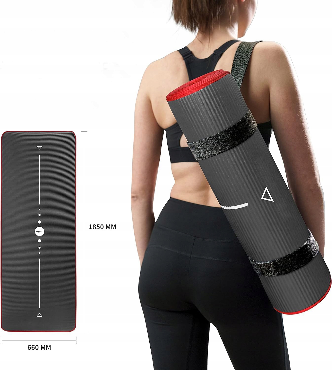 Podložka Proiron 183x66 cm Nbr Obšitá Odolná amortizace Jóga Fitness Černá