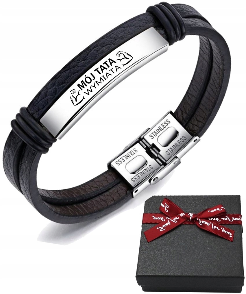 

Bransoletka skóra Męska z grawerem dla Taty Ojca