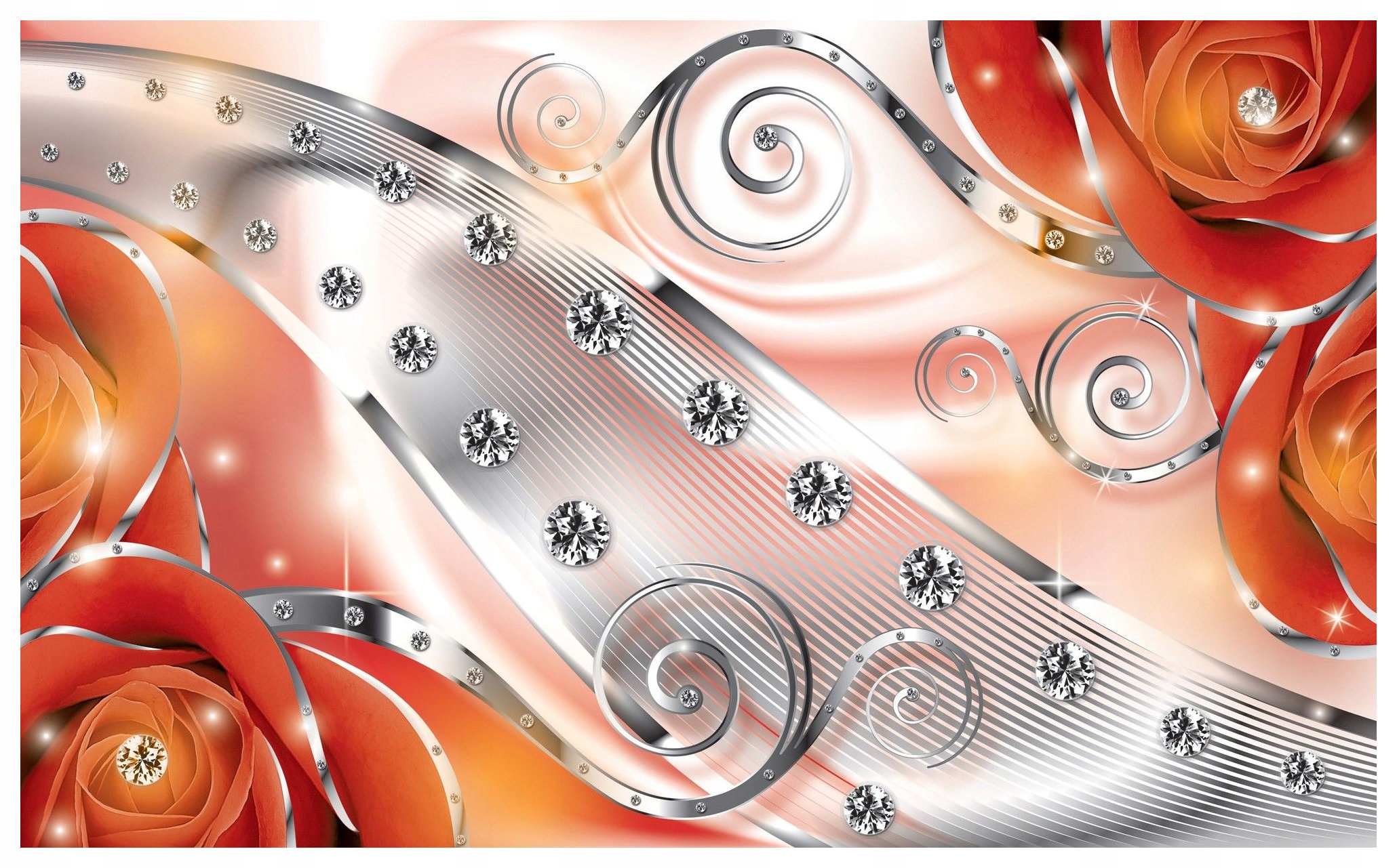 Fototapeta Pomerančové růže Stříbrná abstrakce Kov 208x146 lepidlo