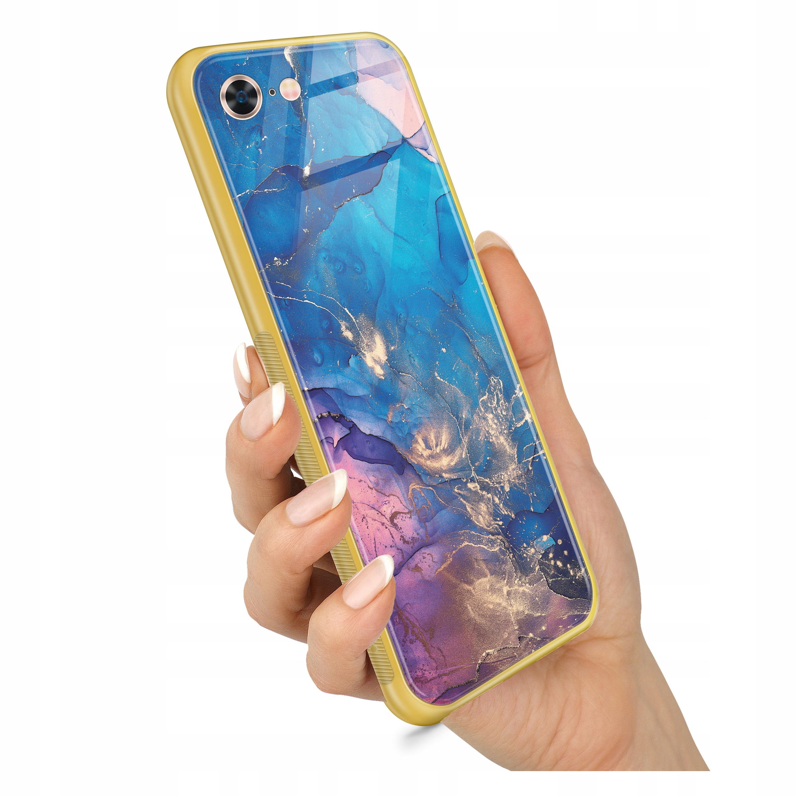 

Etui Złote Szklane do Iphone 7 8 Case Szkło