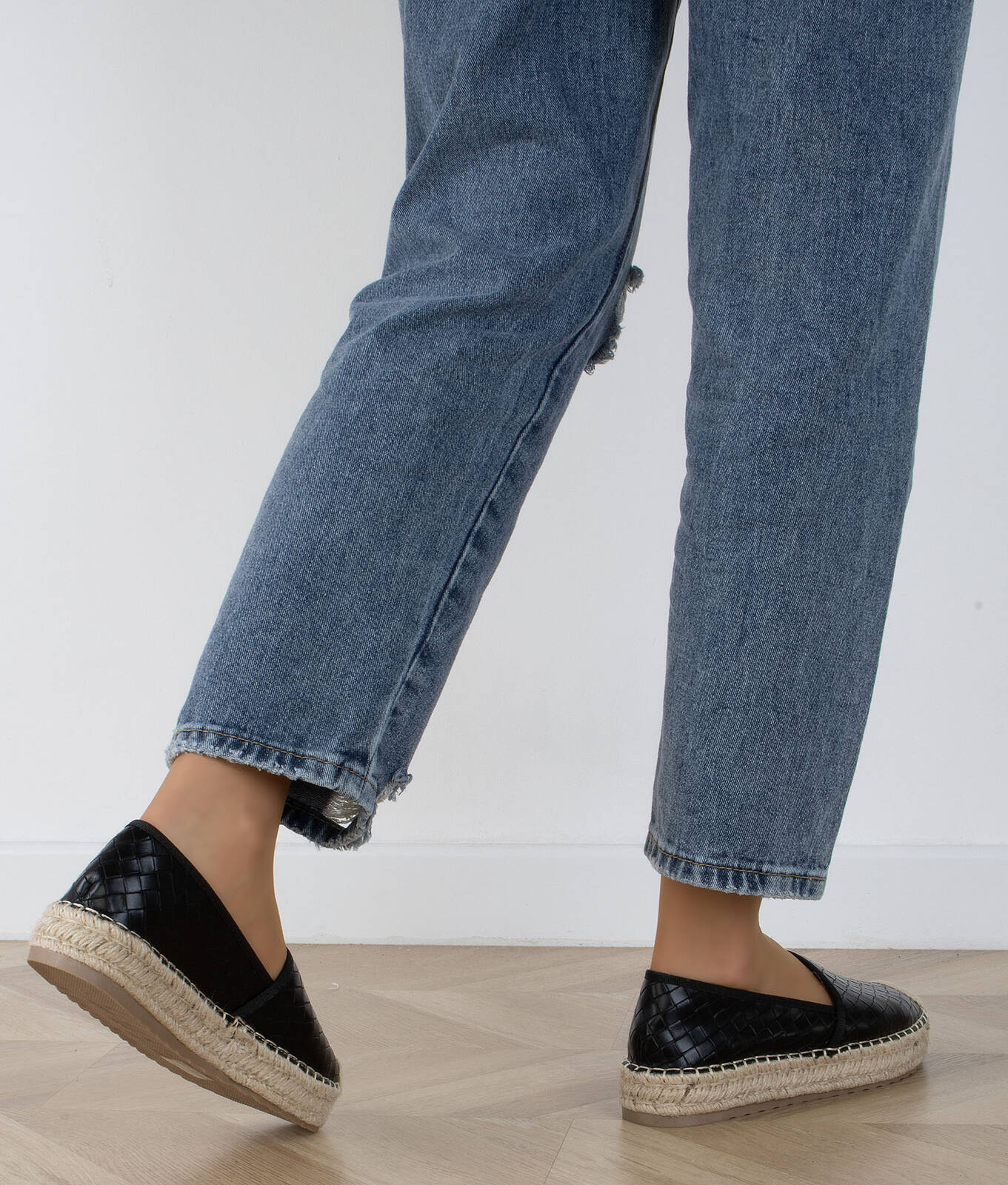 8157 CZARNE BALERINKI ESPADRYLE NA PLATFORMIE 39 Wzór dominujący bez wzoru