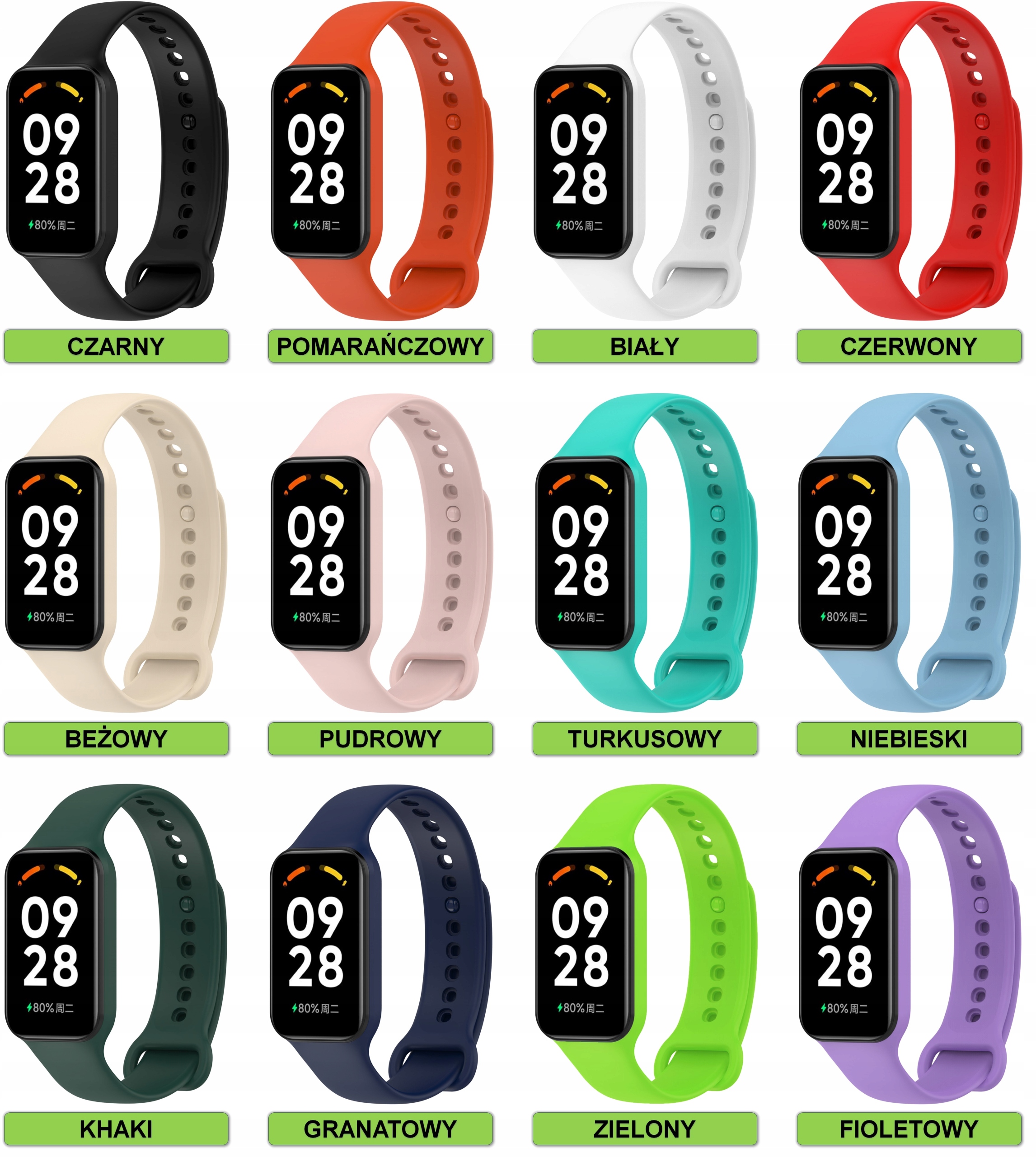 PASEK OPASKA DO XIAOMI REDMI SMART BAND 2 / MI BAND 8 ACTIVE | KOLORY EAN (GTIN) 5904999225916