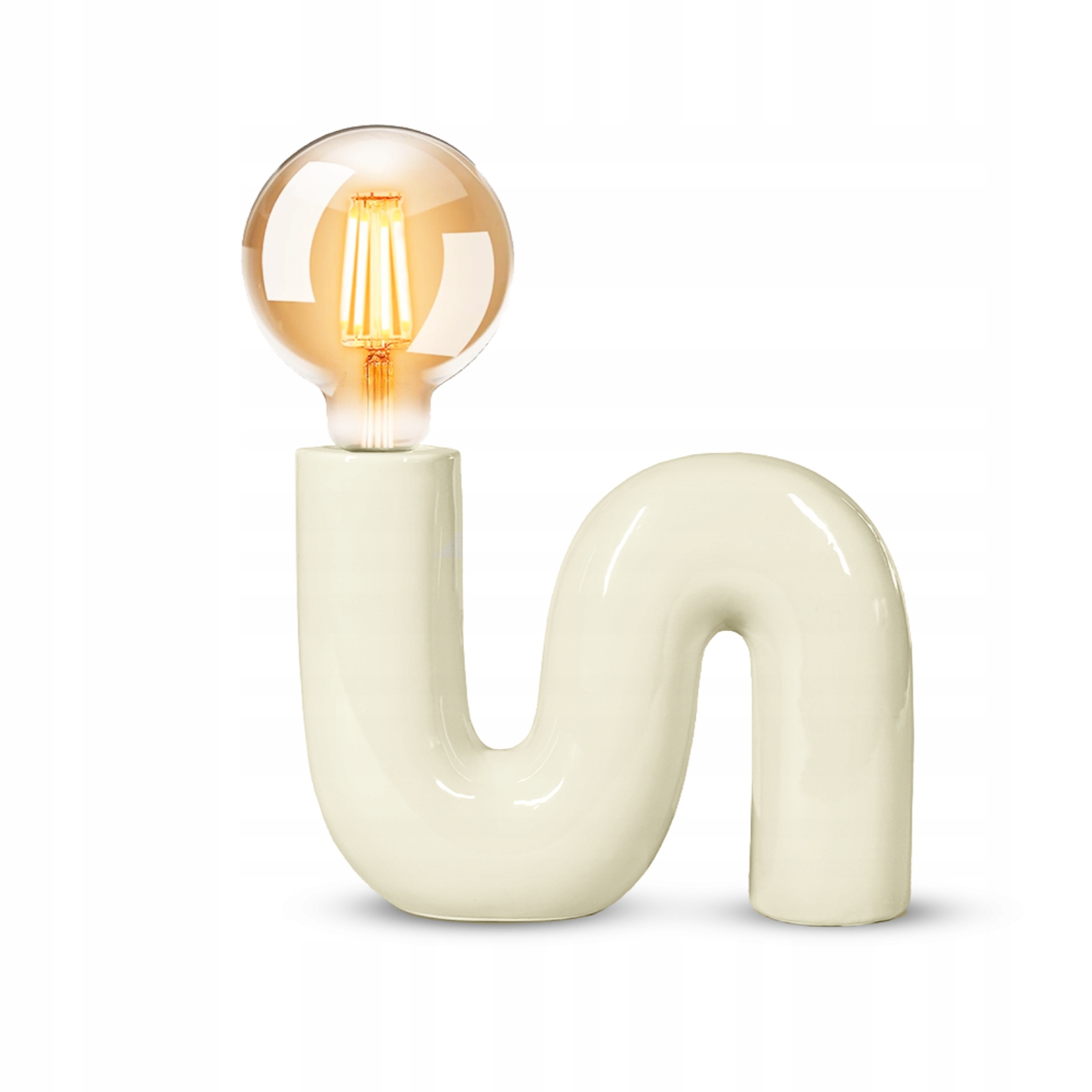 Keramická stolová lampa do obývačky a spálne pre dieťa ecru Pop Serpent