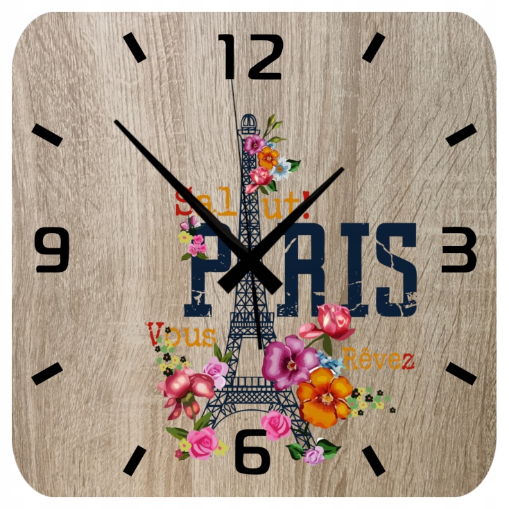 Nástěnné hodiny Nástěnná Dekorace s barevným potiskem Paris Paříž 45 cm