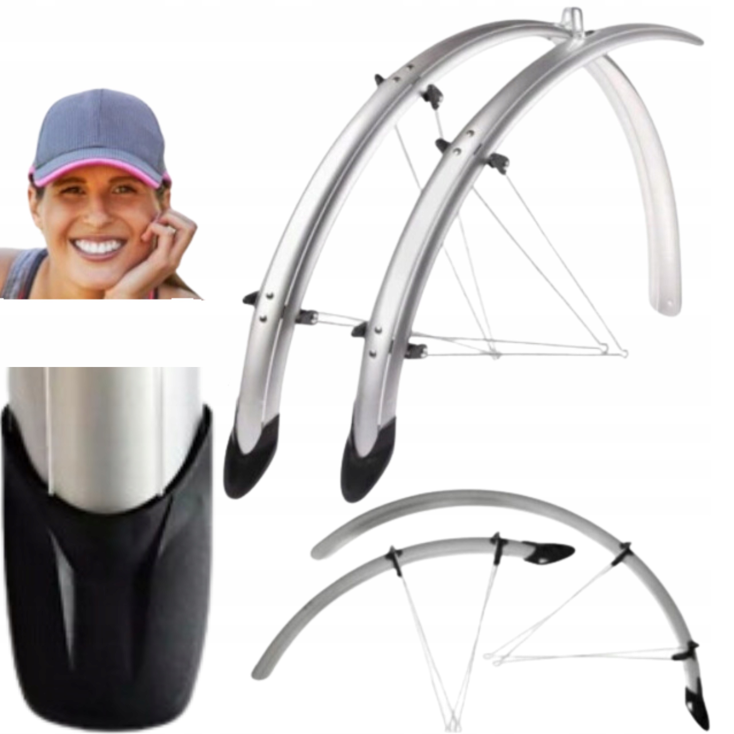 Błotniki Orion 28'' Srebrny Komplet Nowy Model 2024 Elastyczne szer. 41mm