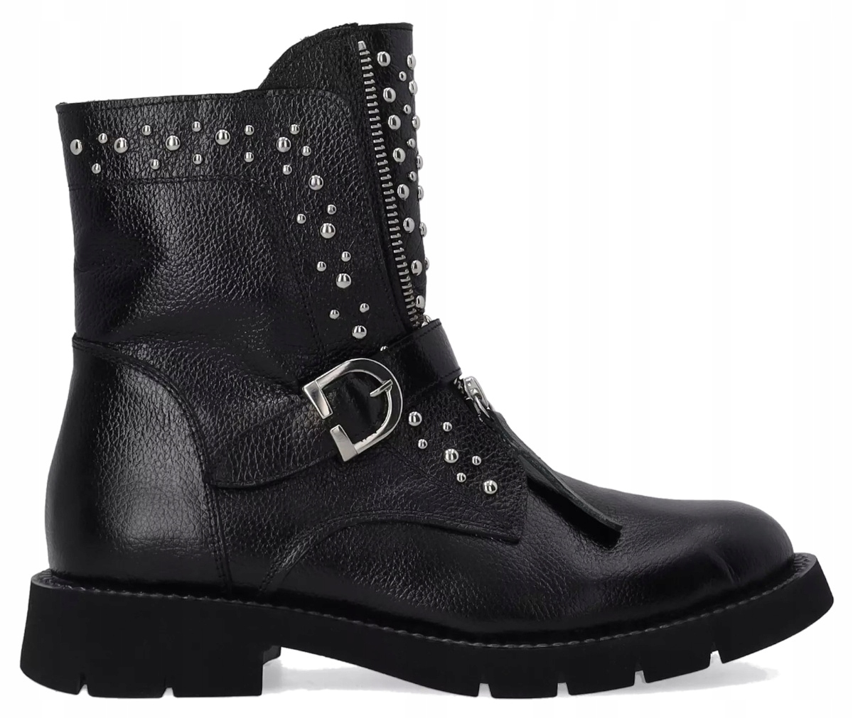 Venezia Černé Dámské Kožené Kotníkové Boty S Cvočky 36