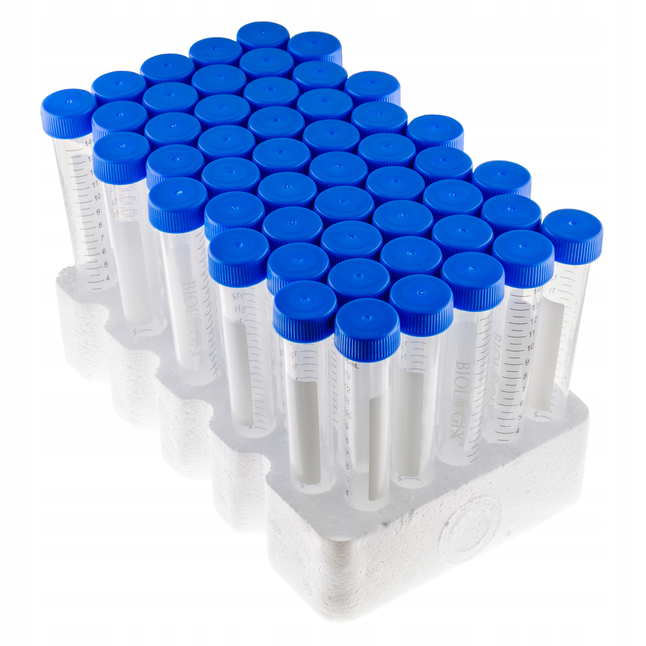 Sterylne probówki wirówkowe typ Falcon 15ml statyw styropianowy Biologix