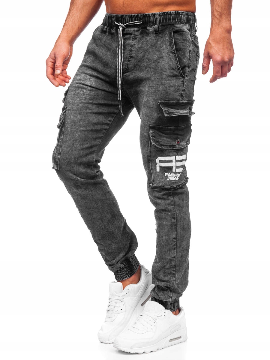 

Spodnie Jeansowe Joggery Czarne TF112 Denley_m