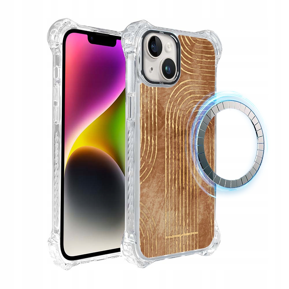 Pouzdro pro iPhone 14 Ibizu DropGuard Ultra s MagSafe, geometrické linie
