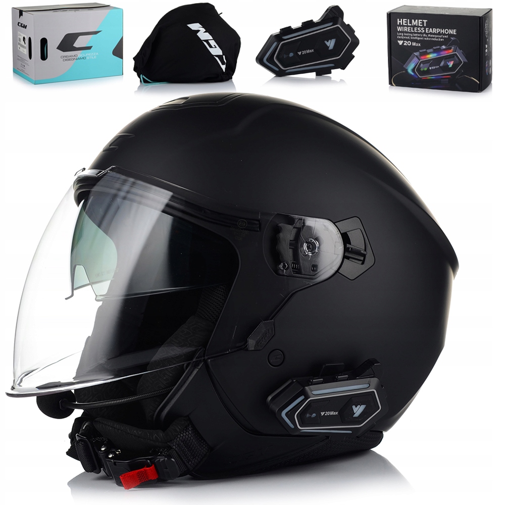 Motocyklová Prilba Cgm 126A Otvorený Skúter Chopper Clona Interkom