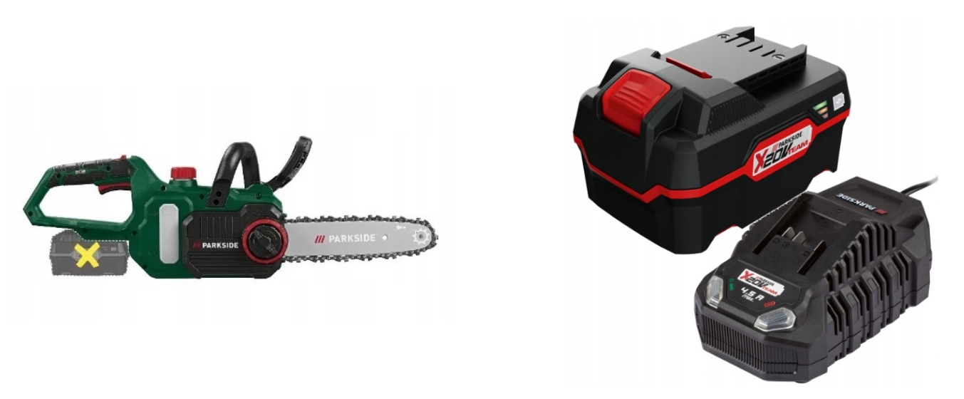 Mocna Piła Łańcuchowa Parkside Pksa X 20 V Akumulator 4AH I Ładowarka