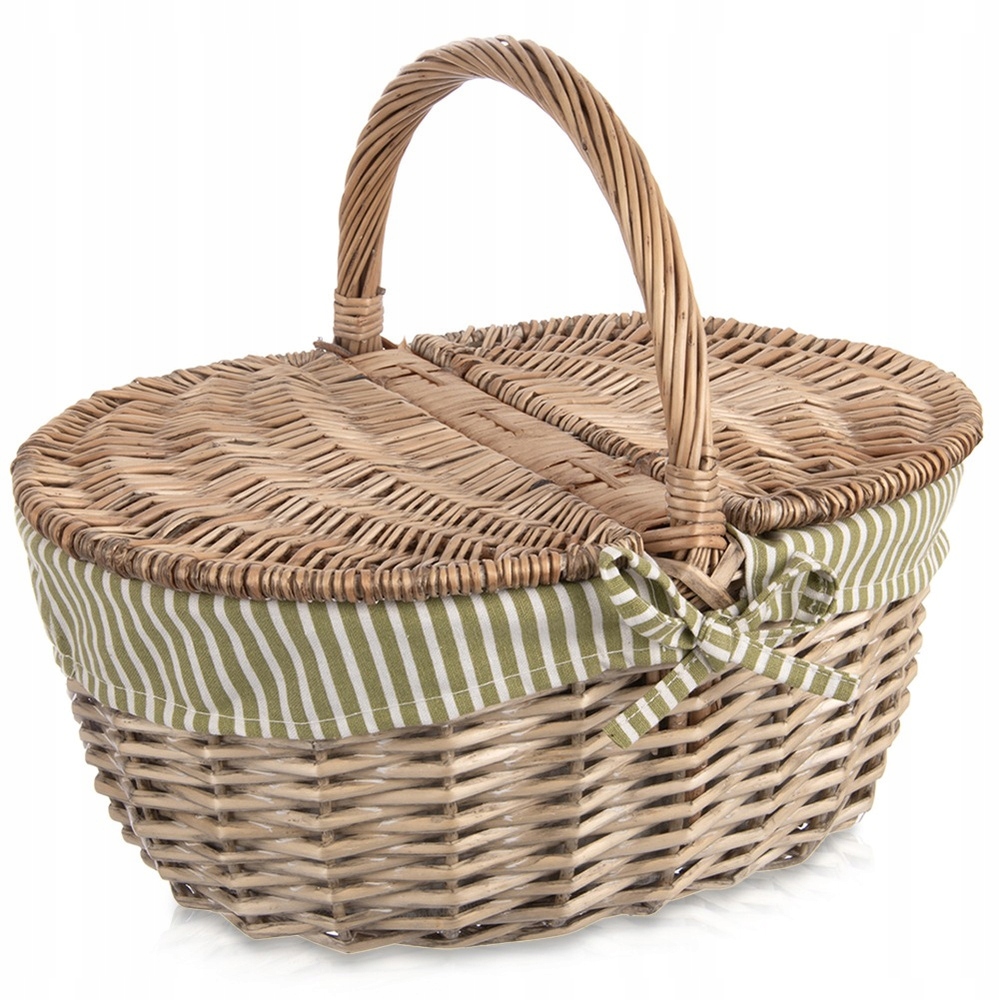 Piknikový koš z proutí, uzavíratelný, 42x32x35 cm