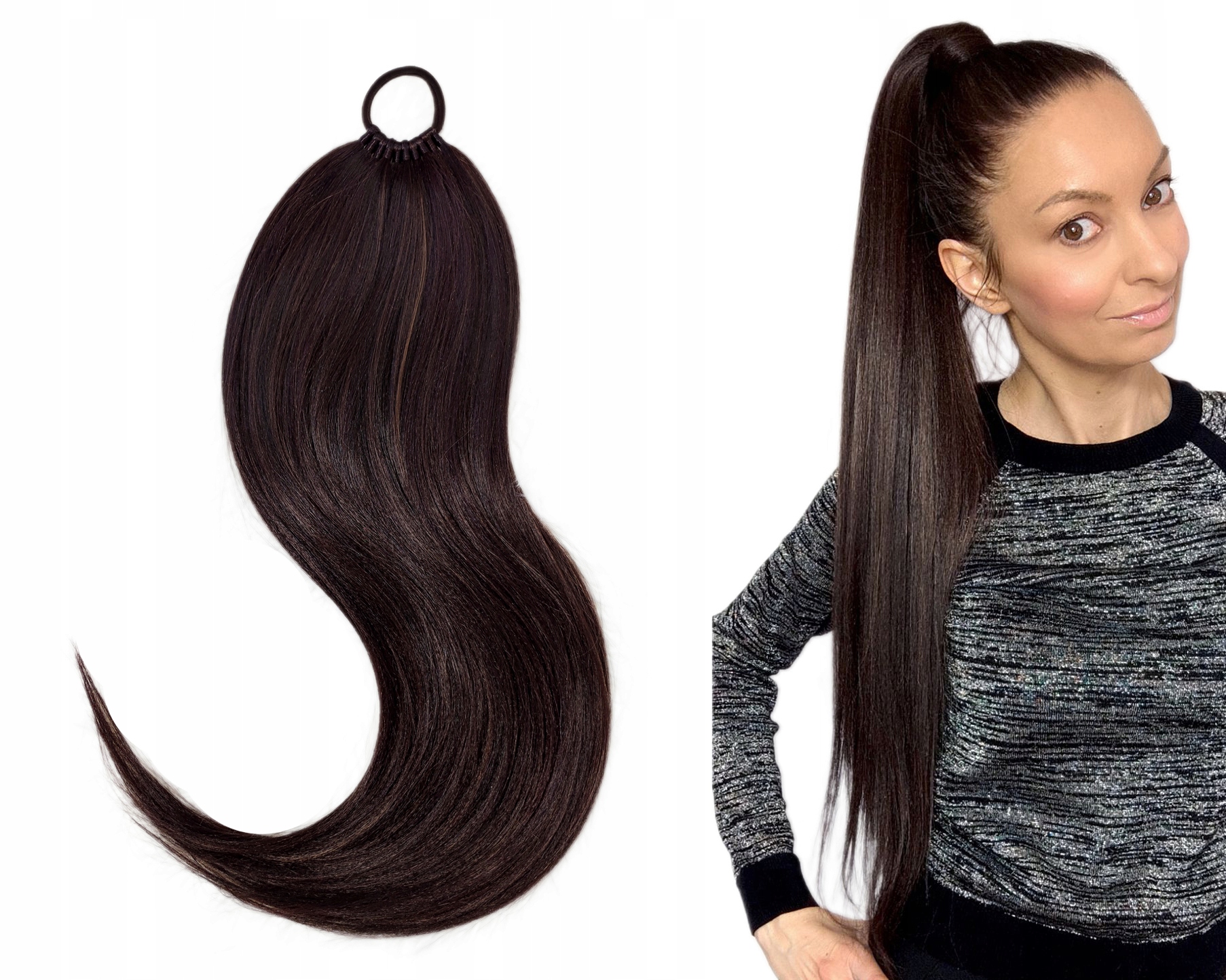 Připínací poník na gumičku, Kuc-Gumka, Příčesek, hnědý, Paní Mokka, 60 cm