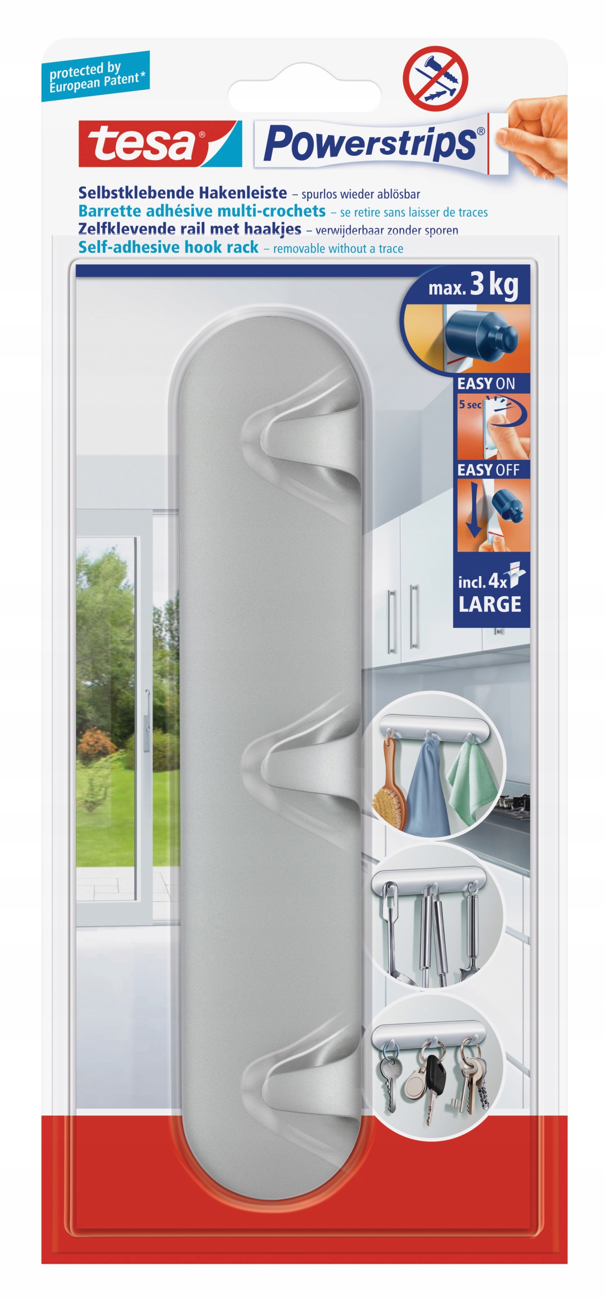 

Haczyk wieszak samoprzylepny tesa potrójny 3kg