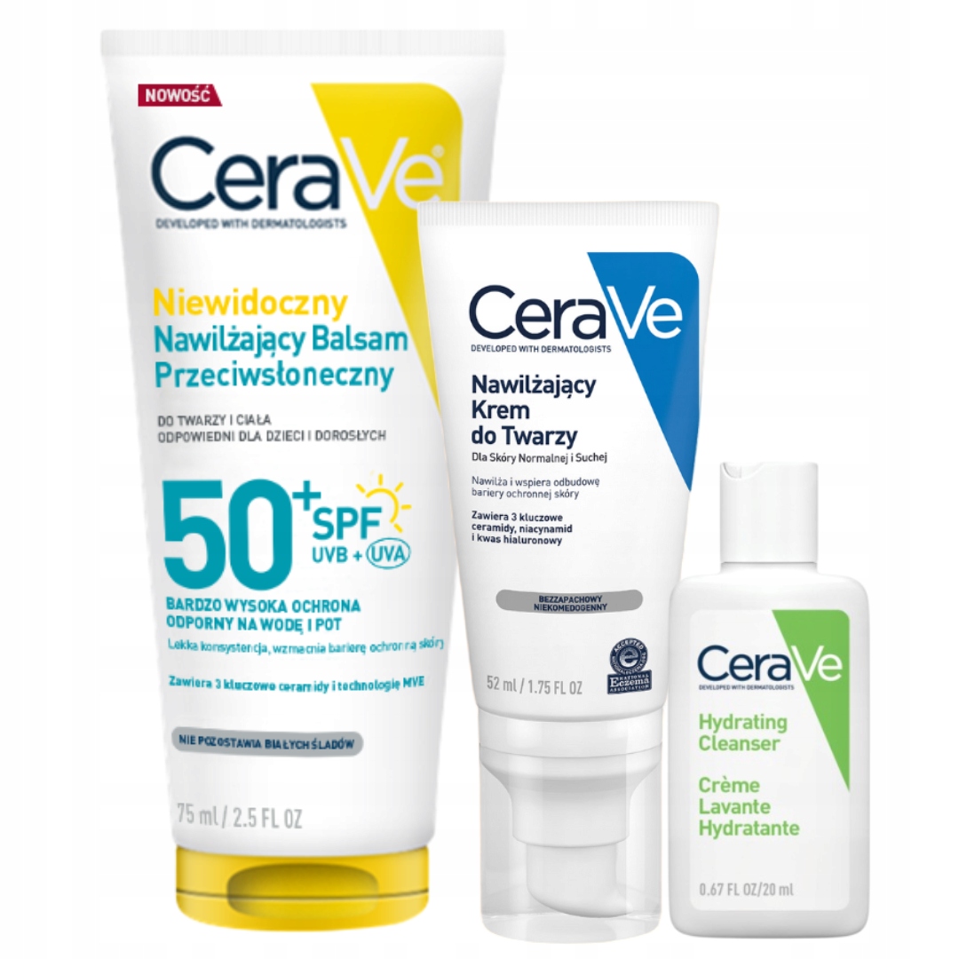 CeraVe Zestaw Niewidoczny balsam przeciwsłoneczny SPF50 Krem do twarzy