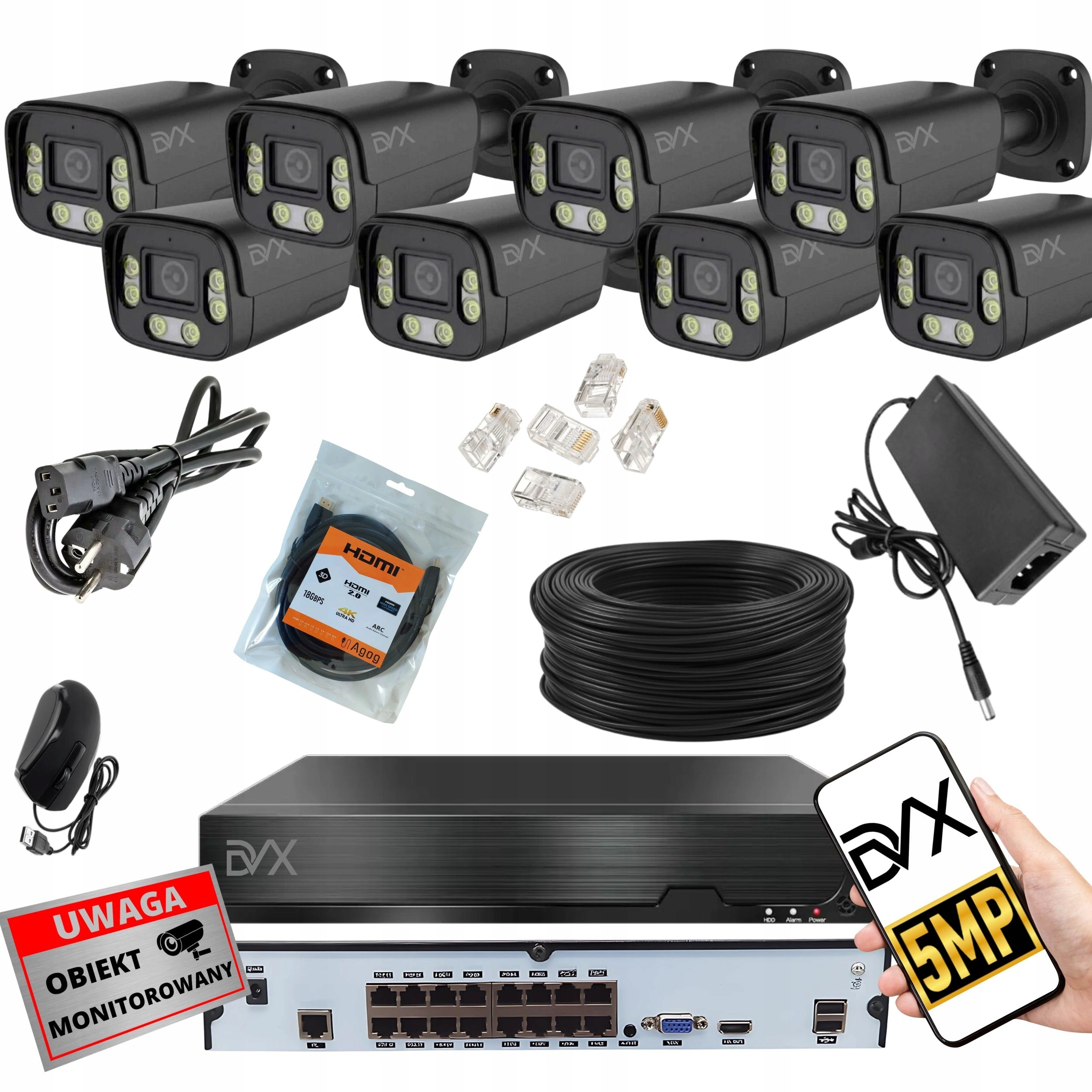 Sada Kamer x8 PT5B Pro Monitorování Ip Poe 8MPX 4K Uhd Rekordér P8CH Nvr 4X