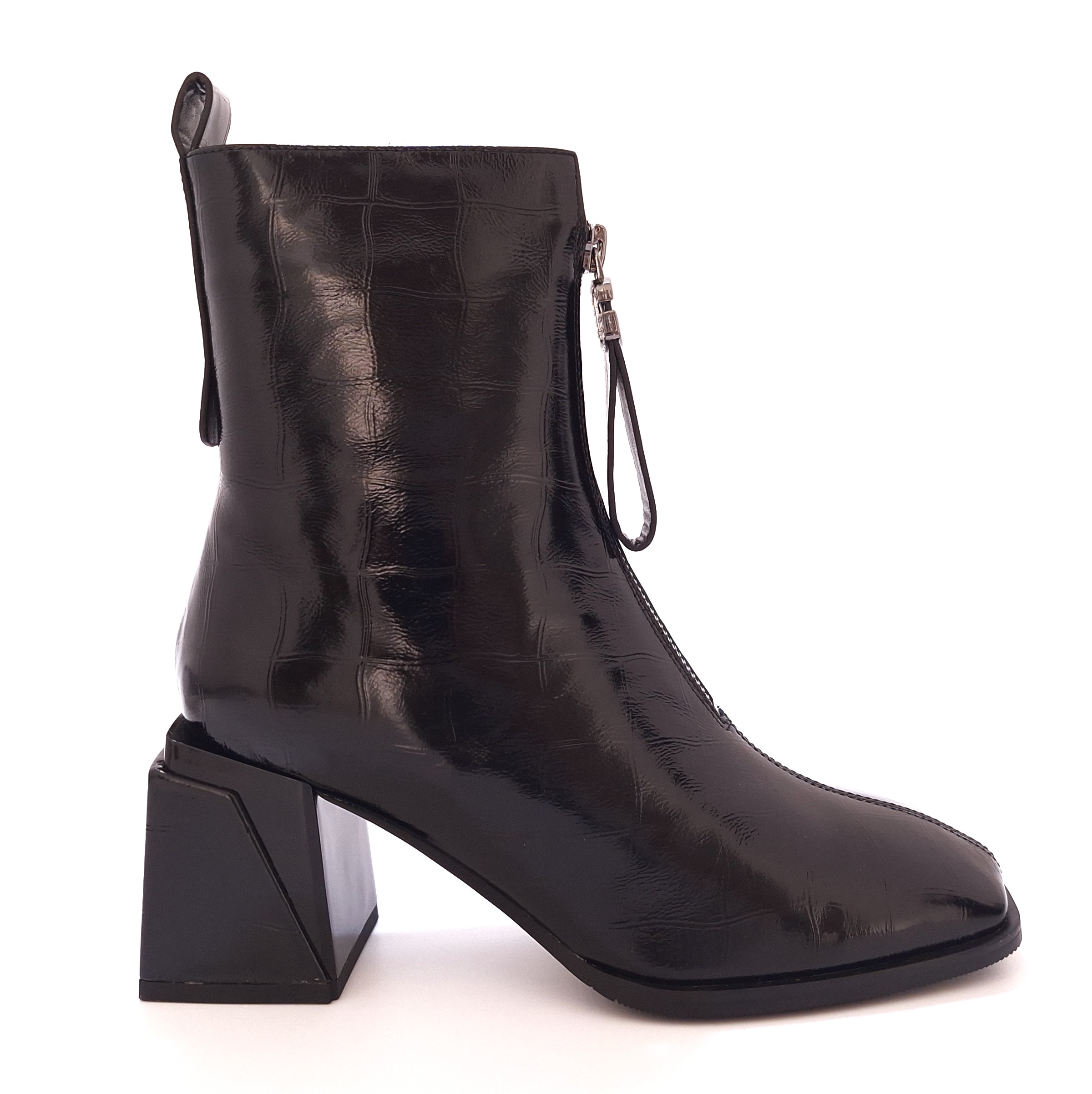 Dámské kožené dámské kotníkové boty na širokém podpatku Loretta Vitale C9659 černé, velikost 40