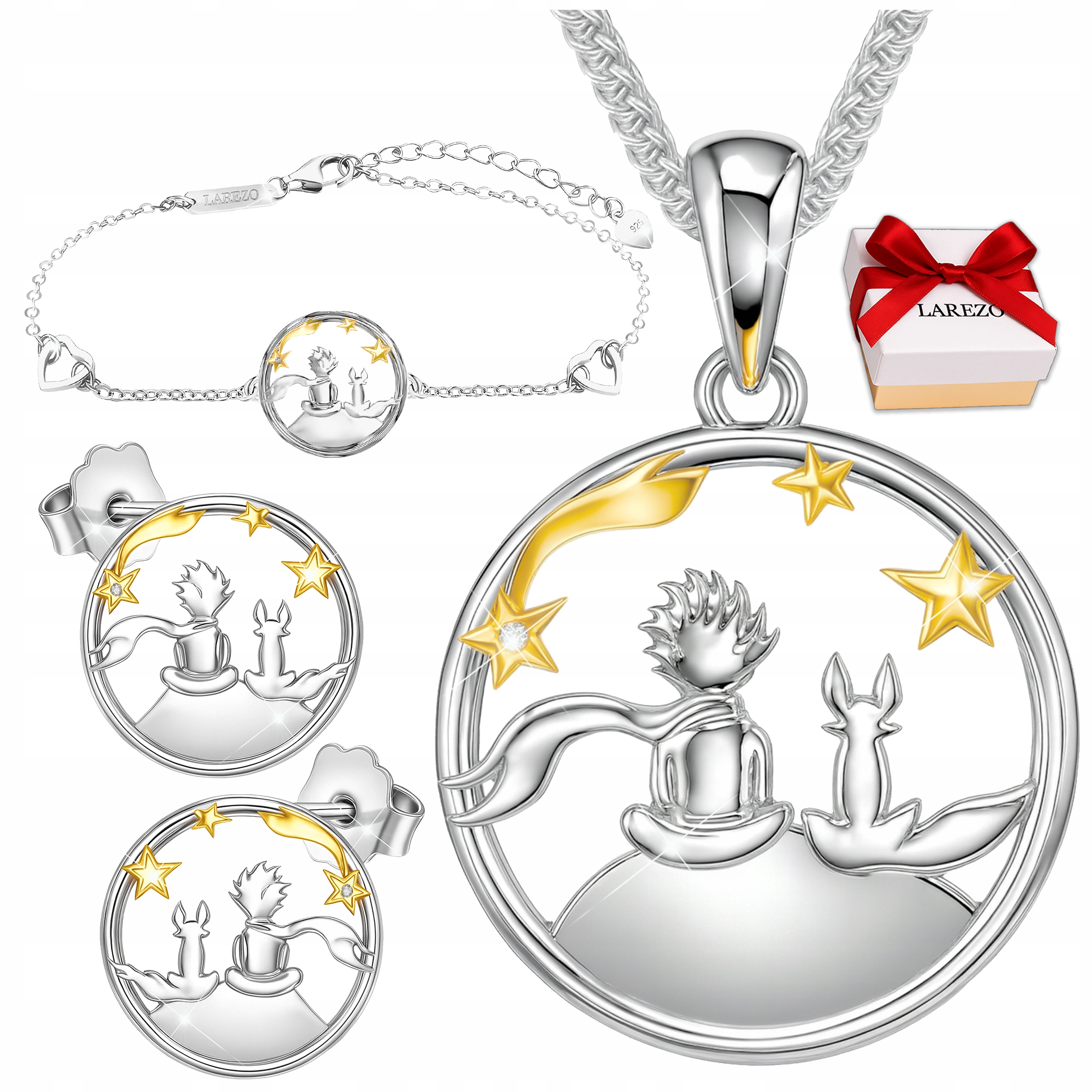 Set Náhrdelník Náušnice Náramek Malý chlapec Stříbrný komplet 925