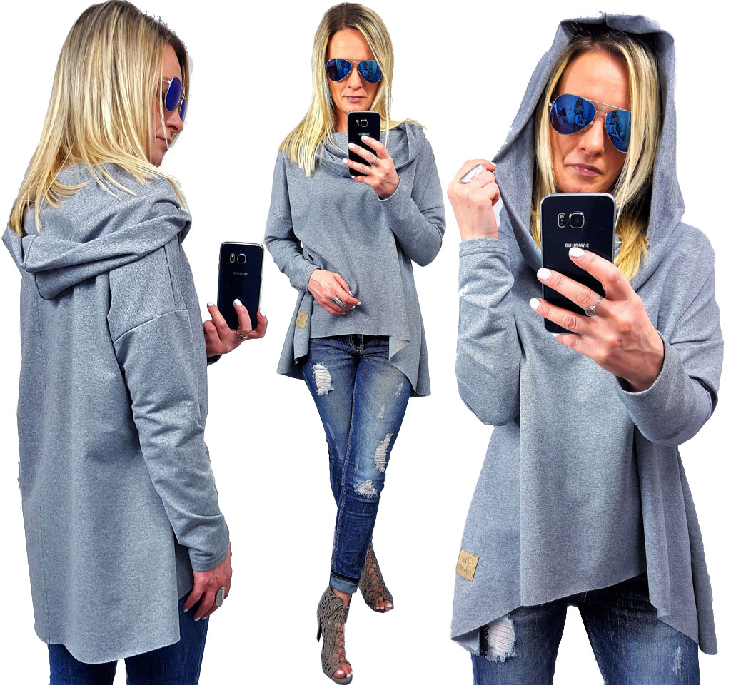 

Asymetryczna Tunika Bluza Sukienka Komin Kaptur XL