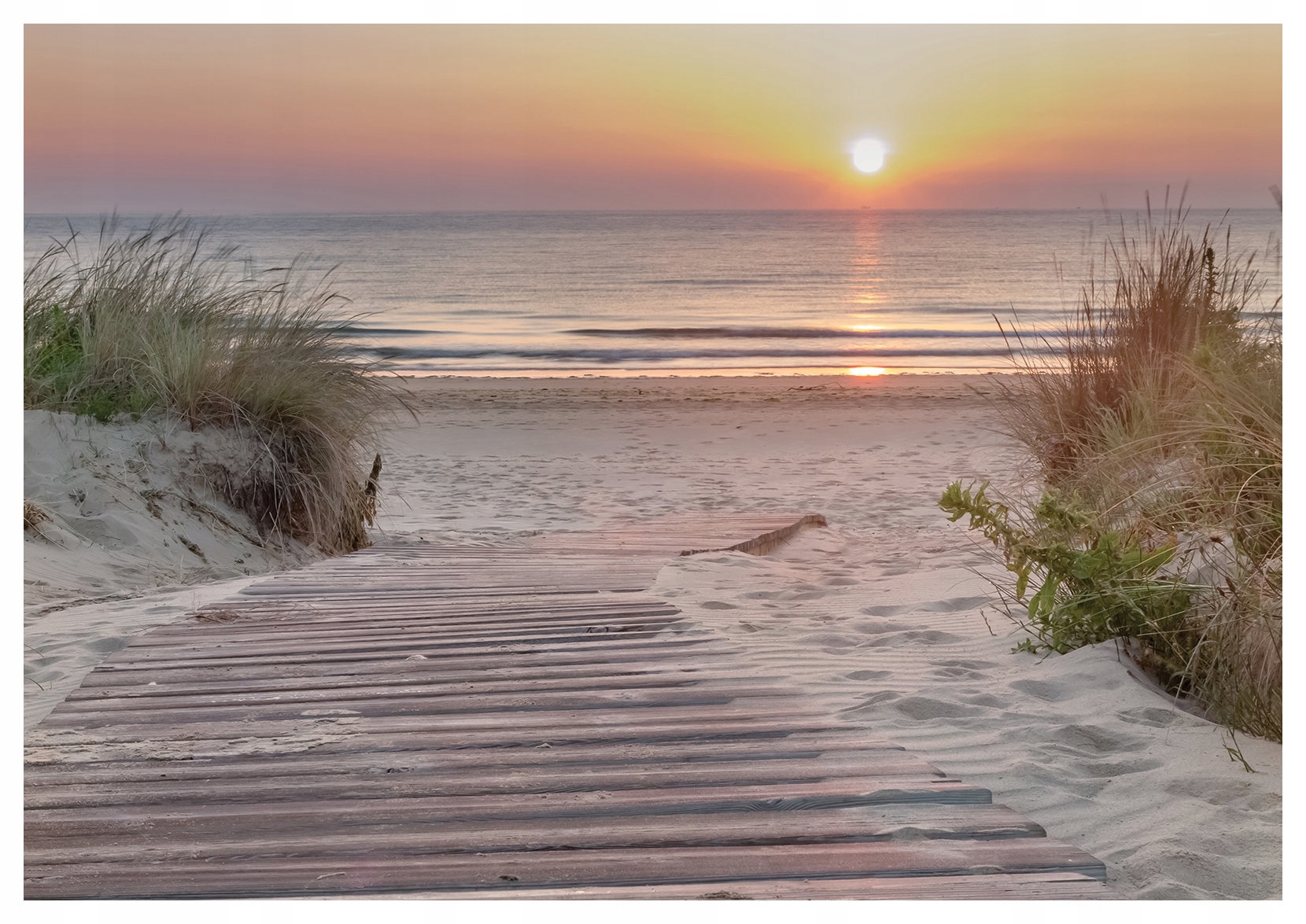 Fototapeta Dřevěná stezka západ slunce moře pláž 368x280 lepidlo