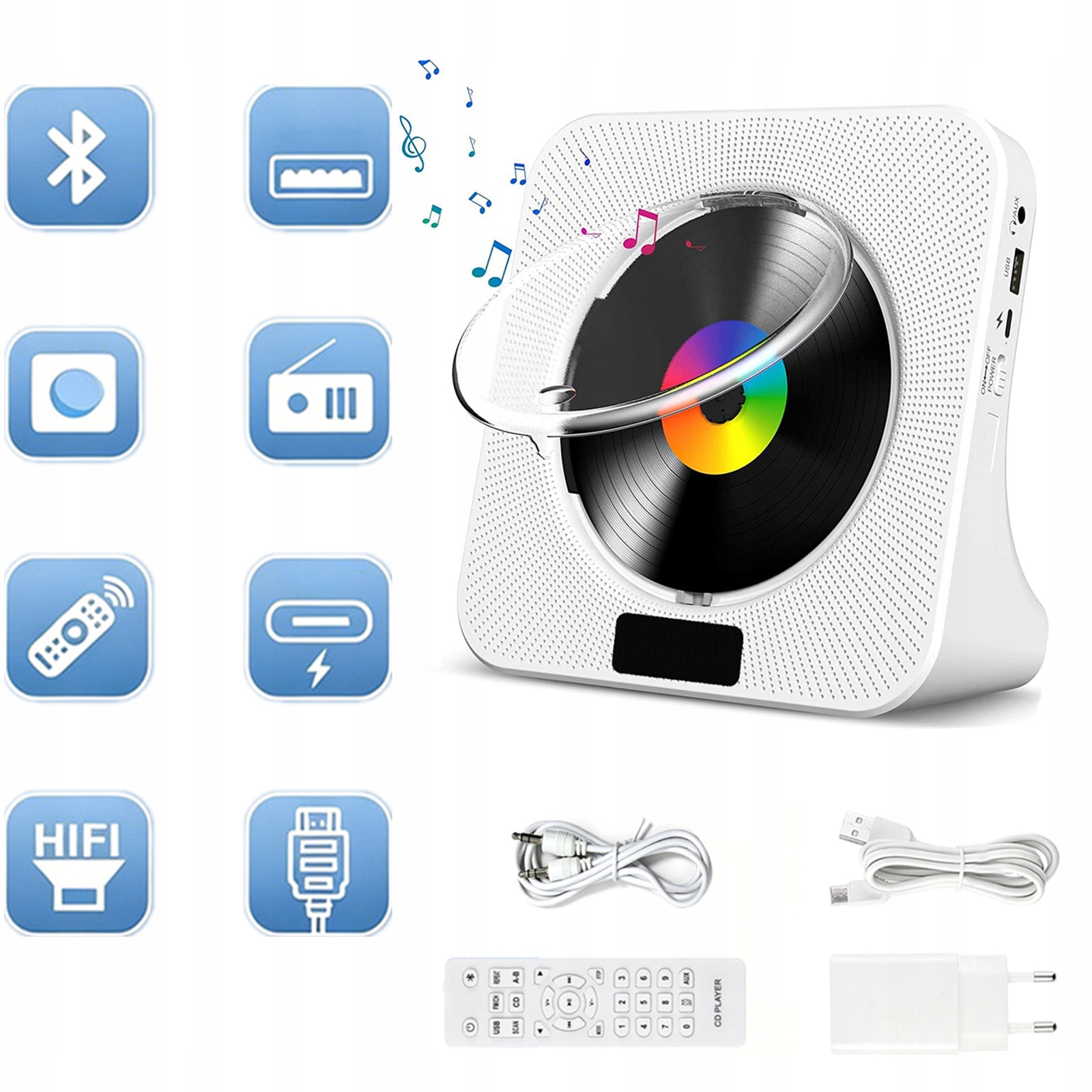 Přenosný CD Přehrávač, Digitální Displej S Bluetooth 5.0 Dálkové Ovládání
