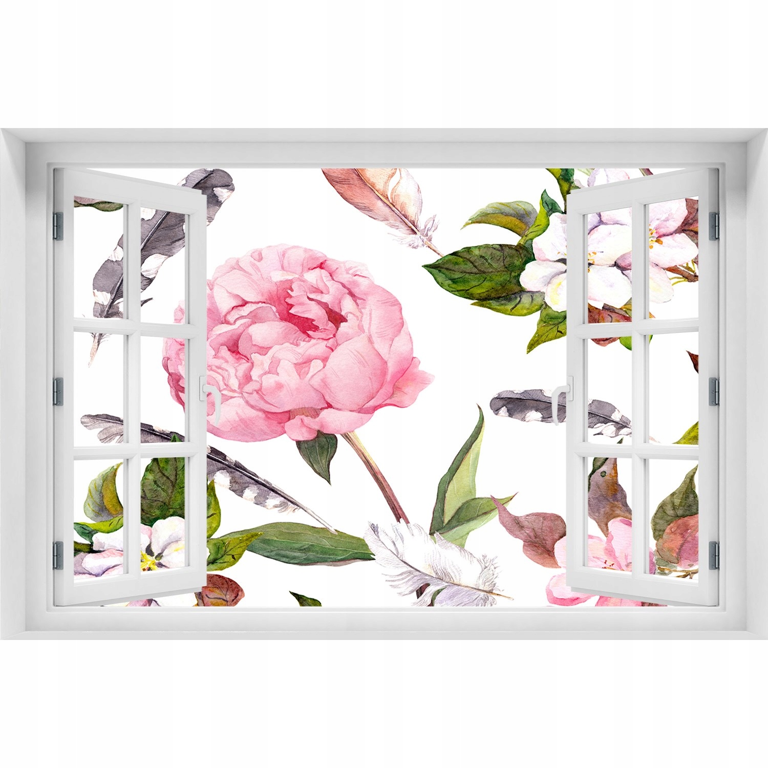 

Naklejka 3D Okno na ścianę Kwiecisty wzór 90x60