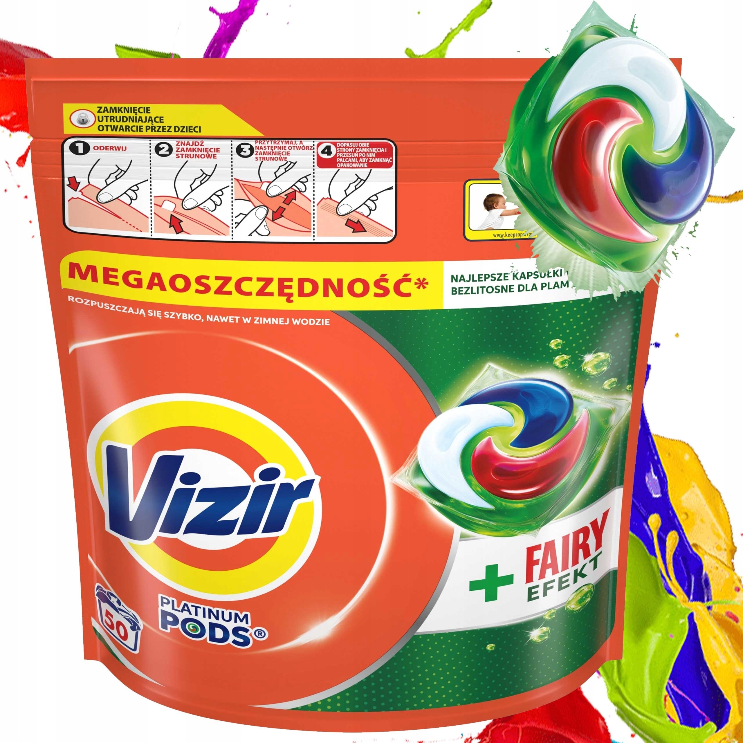 Kapsułki Do Prania Białego Na Krótki Cykl Vizir +fairy Efekt 50 Prań