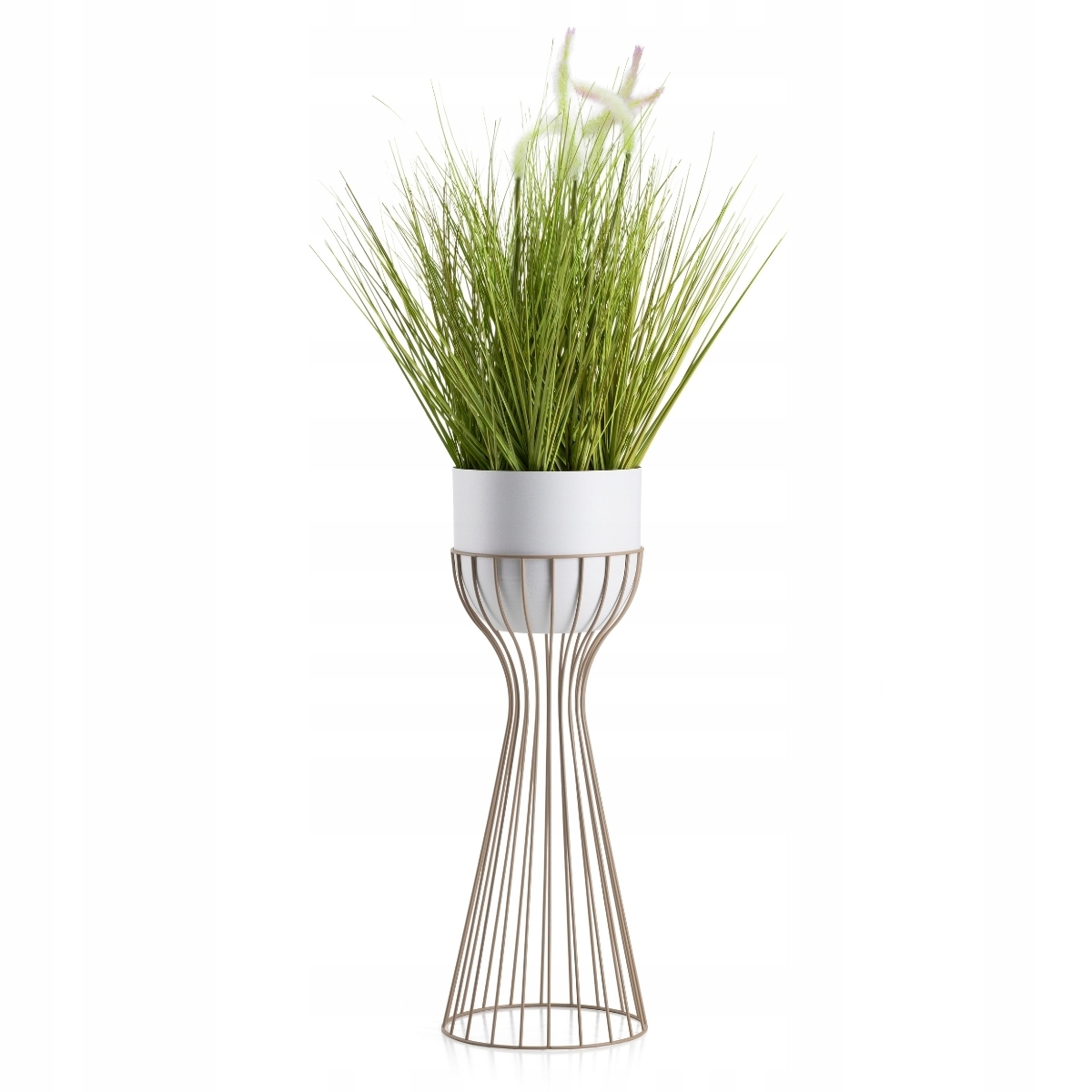 Držák Na Květináč Stojící s bílou krytkou stojan na květiny kovový 56 cm taupe