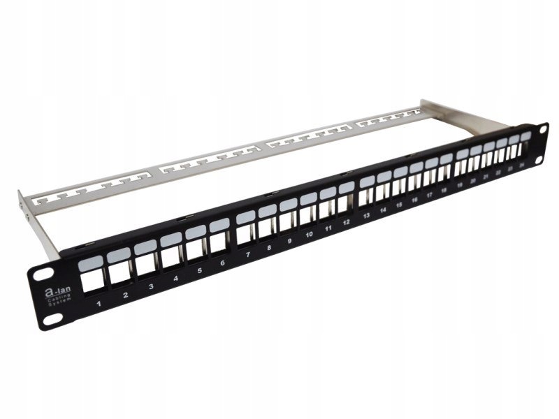 Patch panel 19" Alantec modularny 24 portów 1U z podporą niewyposażony