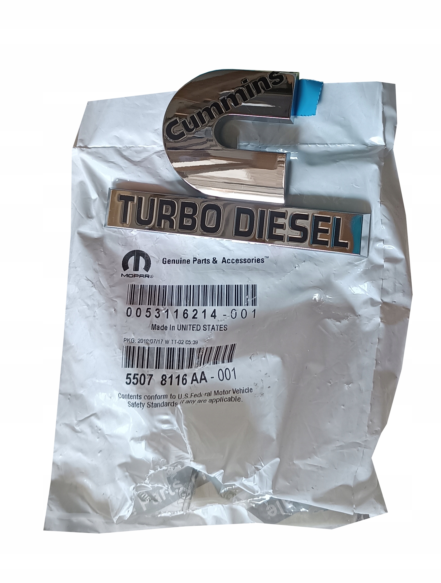 EMBLEMAT TURBO DIESEL CUMMINS CHRYSLER RAM 55078116AA NOWY ORYGINALNY OE