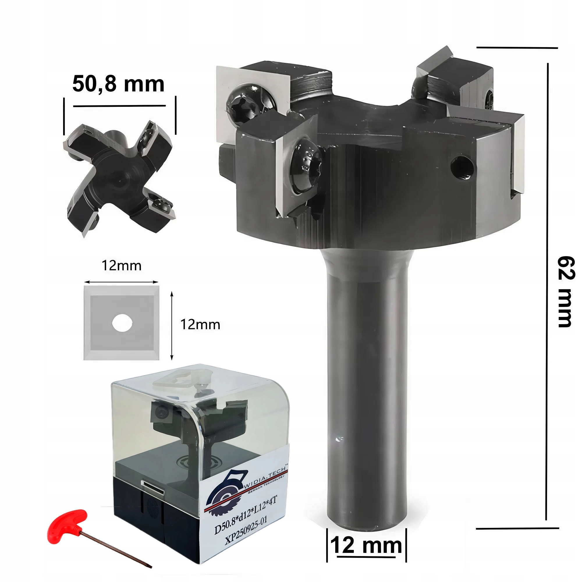 Fréza pro plánování rovin 50,8 mm s úchytem 12 mm pro destičky 12 mm, vyměnitelná