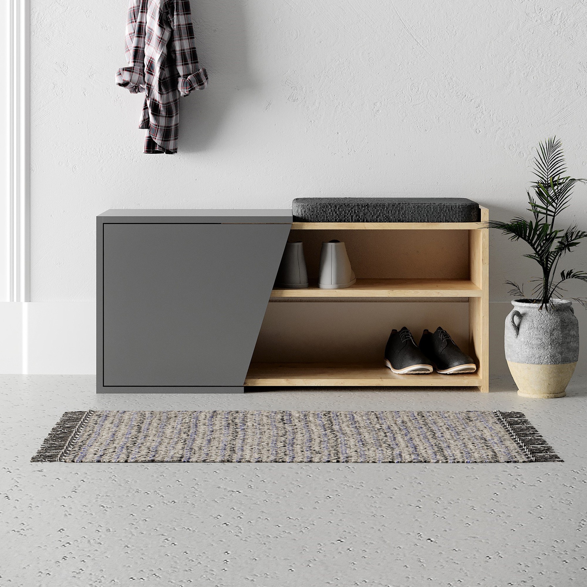 Botník Houseland Fiona dub zafírový/antracit