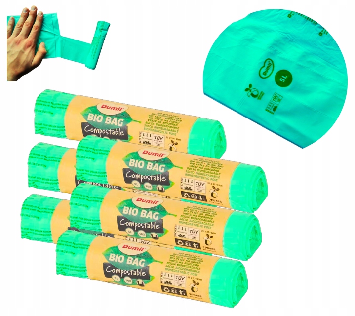 Levně Pytle Na Odpadky Biologicky Rozložitelné Sáčky Na Odpadky Bio 5L Dumil 100 Kusů