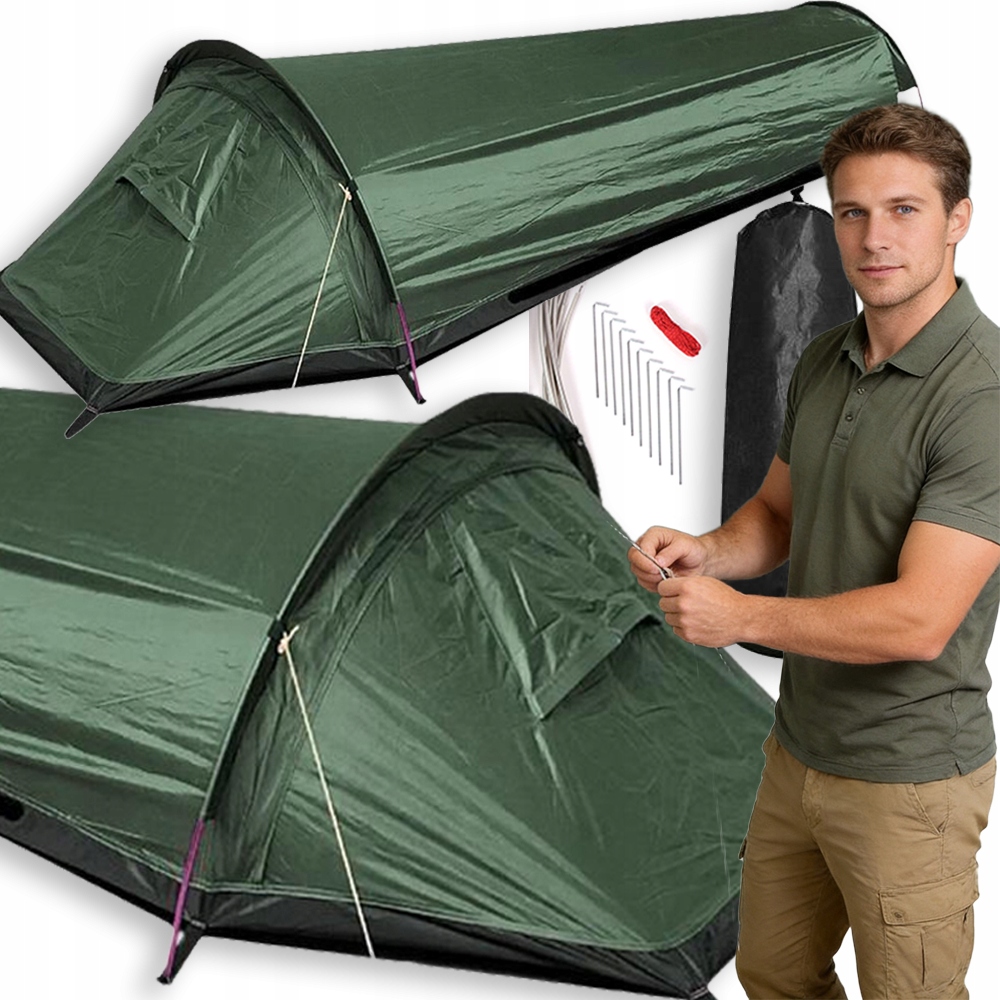 Namiot Jednoosobowy Turystyczny Ultralight 220X50CM Namiot Kempingowy Green