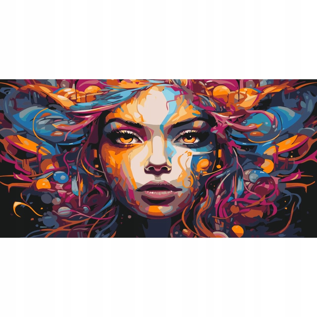 Diamantová výšivka Žena Barevné vlasy Barva Diamanty Čtvercové 40x80 cm