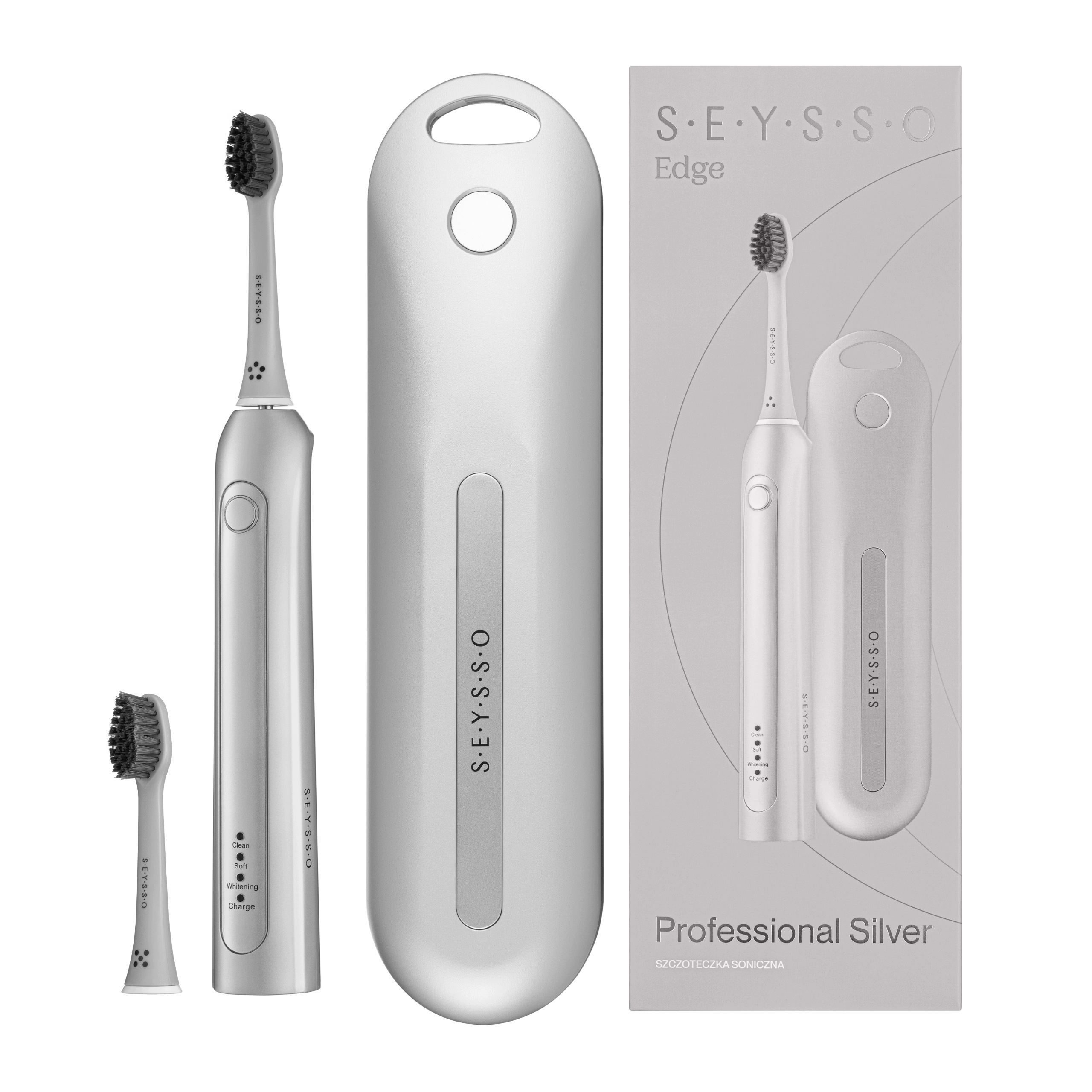 Szczoteczka soniczna do zębów Seysso Edge Professional silver z etui