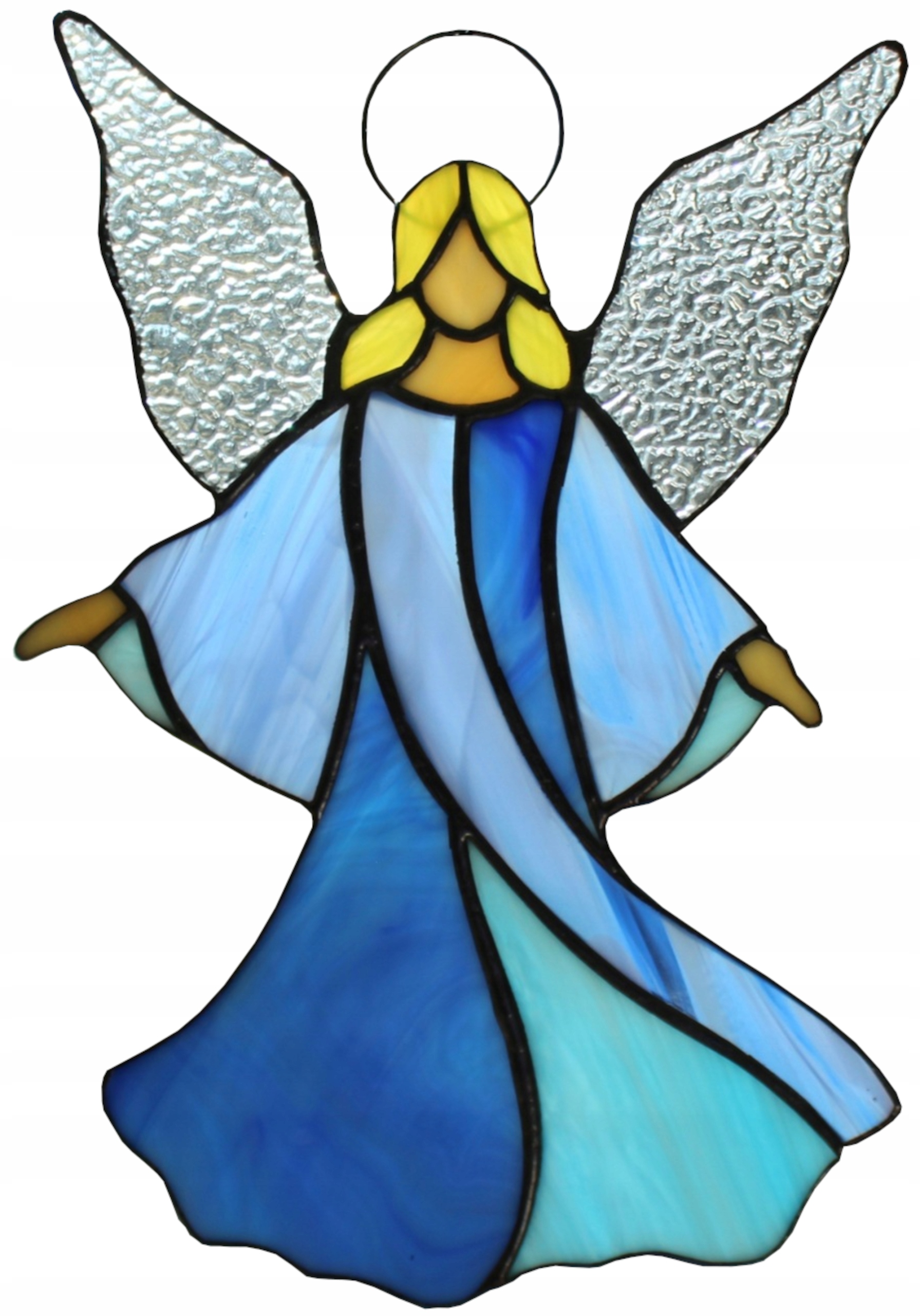 Ангел витраж Тиффани раскидистый синий