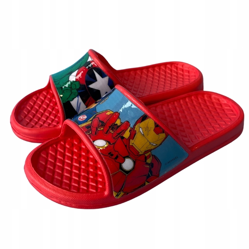KLAPKI BASENOWE PIANKOWE DZIECIĘCE LEKKIE PLAŻOWE AVENGERS MARVEL 30/31 Kolor czerwony