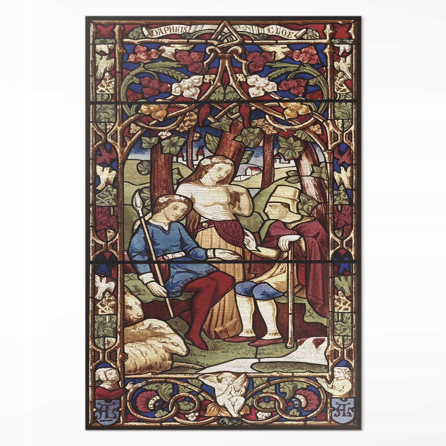 Vinylový koberec s grafikou Sir Digby Wyatt imitácia vitráže gotika 100 x 150 cm