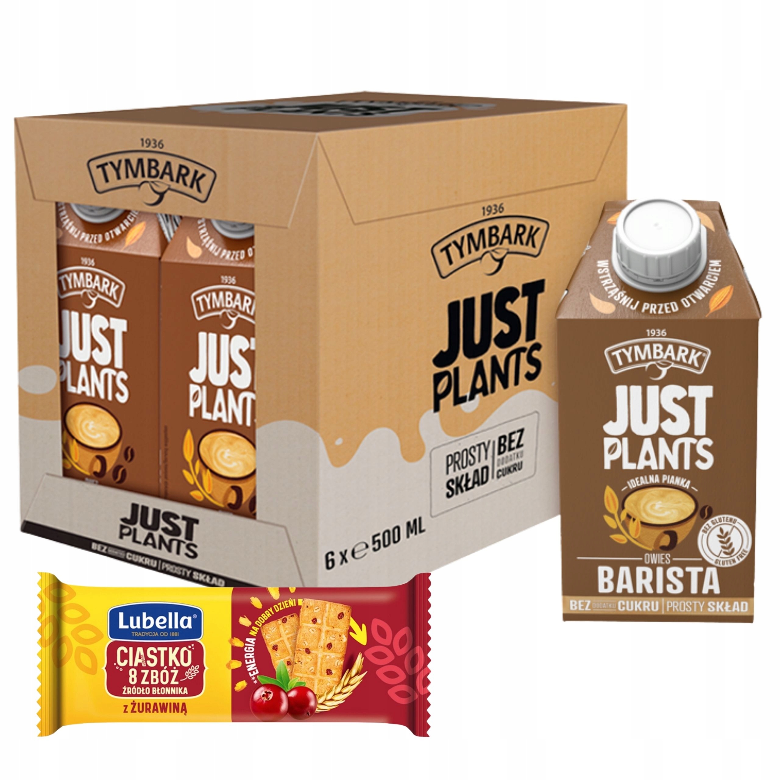 TYMBARK JUST PLANTS BARISTA NAPÓJ ROŚLINNY DO KAWY 6x500ML + GRATIS CIASTKA