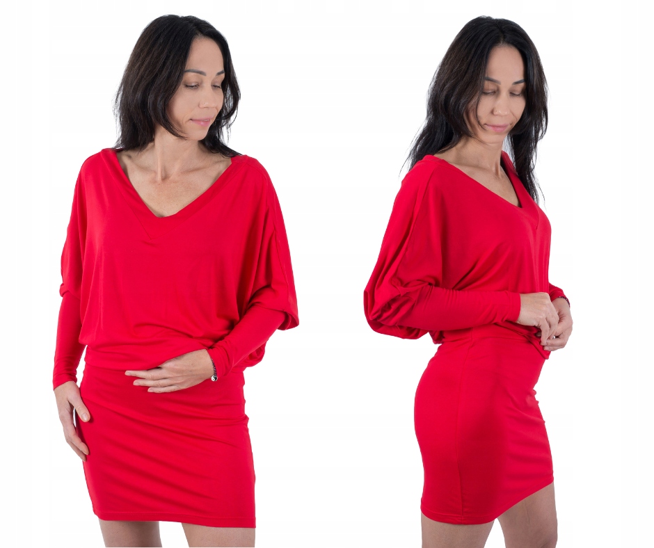 Luźna sukienka nietoperz oversize, polska produkcja L/XL