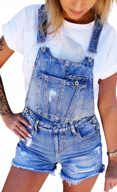 

Ogrodniczki jeans dziury Re-dress spodenki