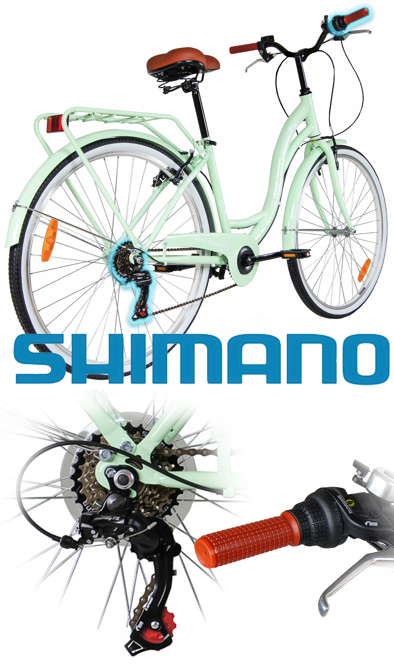 ROWER MIEJSKI DAMSKI 28 DAMKA 6 SHIMANO KOSZYK BAGAŻNIK RAMA18" KOŁA 28" Rozmiar koła (