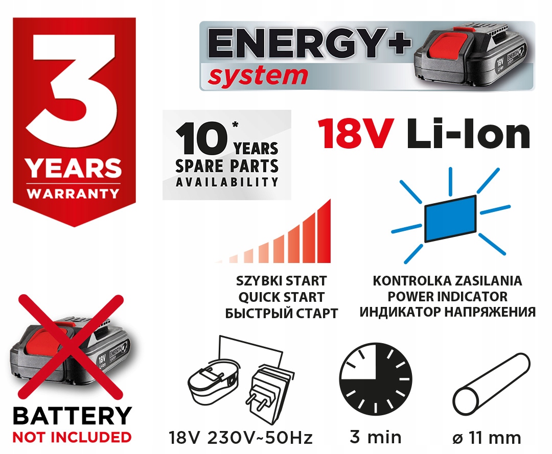 Pistolet klejowy akumulatorowy Energy+ 18V, bez akumulatora Seria GRAPHITE