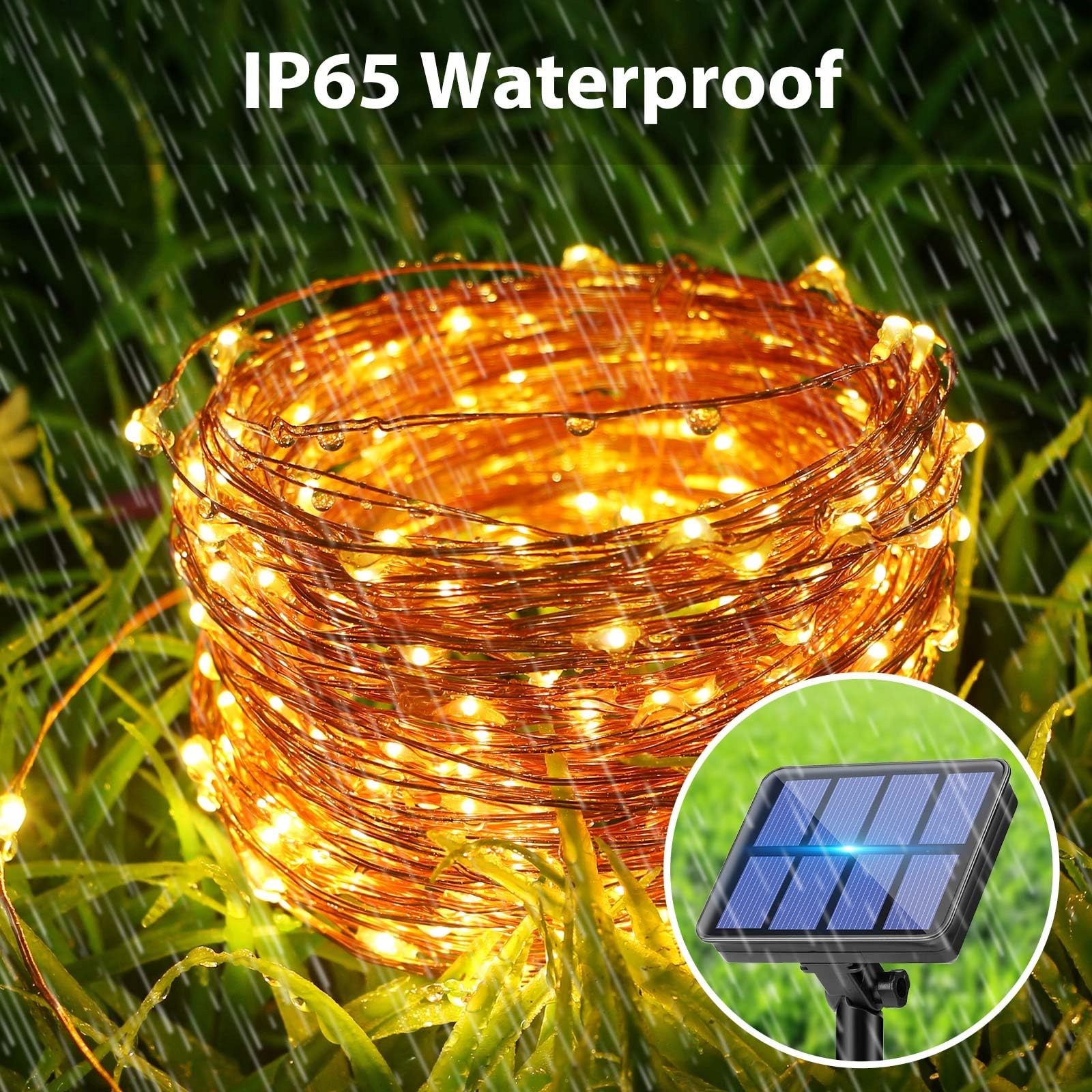 PEASUR 3 Sztuki Solarne Lampki Zewnętrzne 120 LED IP65 Balkon Ogród — miniatura 4