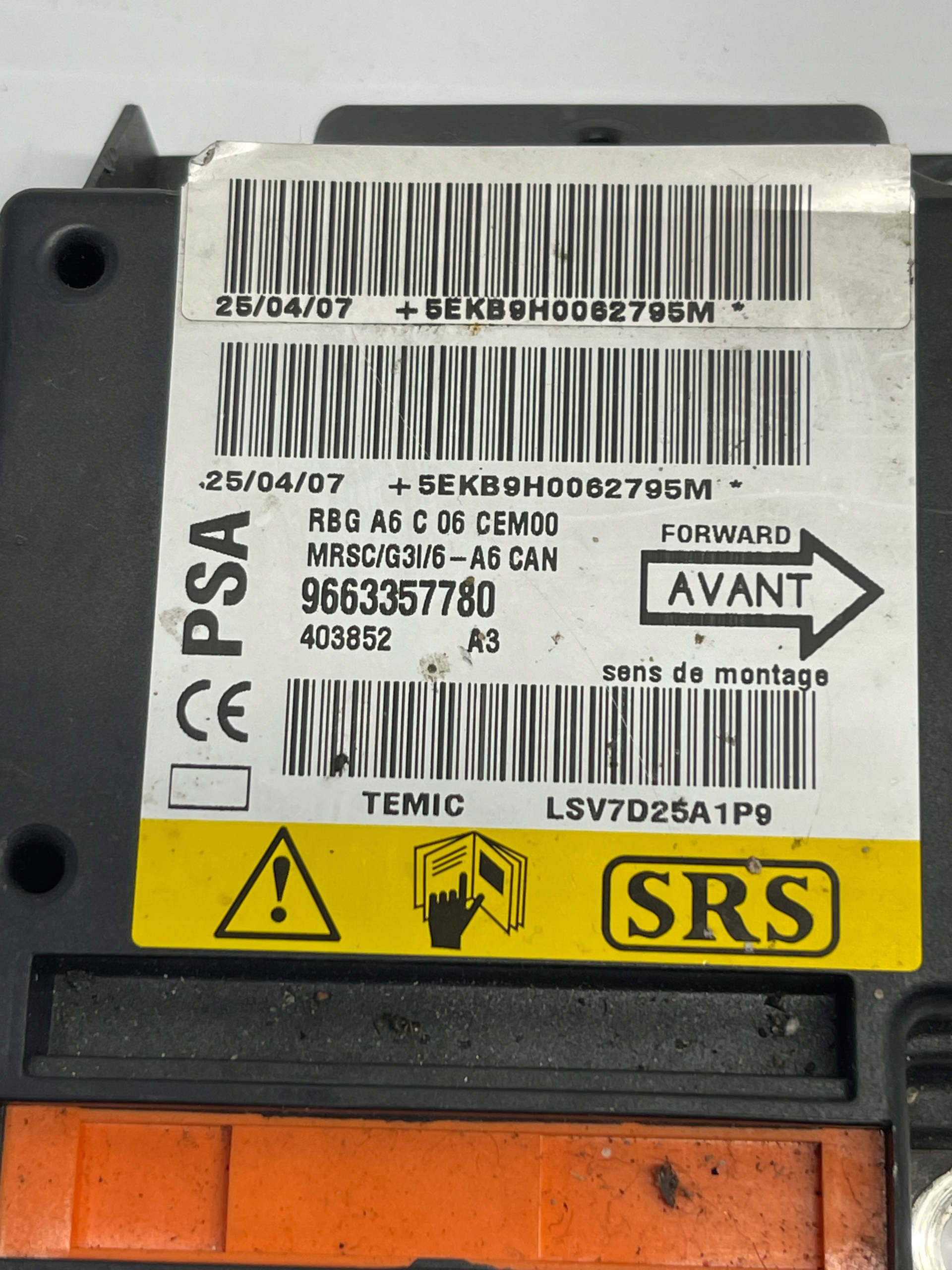 Sensor modulo airbag Citroen OE 9663357780